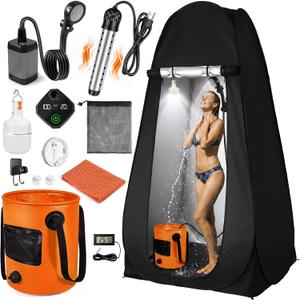 Portable Camping Shower Kit with Privacy Tent Heated Water Outdoor Shower, Large