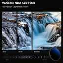 K&F CONCEPT 77mm Variable ND Lens Filter ND2-ND400 (1-9 Stops) 18 Multi-Layer Coatings Adjustable Neutral Density Ultra Slim Lens Filter for Camera Lens (K-Series)