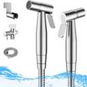 Arofa Handheld Bidet Sprayer for Toilet - 2 Pack Bidets Faucet for Existing Toilets Cloth Diaper Jet Sprayer, Stainless Steel Muslim Shower with Bidet Hose for Feminine Wash (Brushed Nickel)