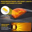 VIHOSE 5 Pack 34 LEDs Cab Lights for Semi Trucks, Chrome Amber Roof Marker Lights 12V IP67 Waterproof, Heavy Duty Cab Marker Set Compatible with Peterbilt Kenworth Mack(Black Amber)