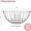 Prestee 12 Pack Clear Plastic Serving Bowls - 53 Oz Round Reusable and Disposable Bowls for Parties and Events - Sturdy and Durable Plastic Bowl for Serving Food, Salads, Snacks, Chips, and Candies