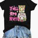 Christmas Shirts for Women Funny Nutcracker Graphic Xmas Shirt Cute Short Sleeve Tops Size XL
