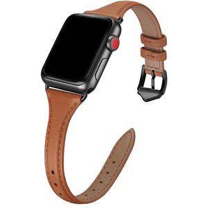 WFEAGL Compatible with Leather Apple Watch Band 41mm 40mm 38mm 42mm(series 11 10) Women, Top Grain Leather Strap Slim & Thin Replacement Wristband for iWatch Bands SE 3 2 1, Series 11 10 9 8 7 6 5 4 3 2 1 (Brown/Black)