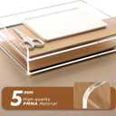 2 Pack- Stackable Paper Letter Tray, A4 File Tray Desk Organizer, Acrylic Desk Organizers and Accessories Sorter, Clear Workspace Office Supplies Organizers, 12.4inx8.86inx3.46in