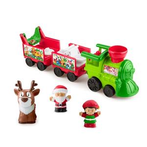 Fisher-Price Little People Toddler Toy Musical Christmas Train with Santa Elf & Reindeer Figures for Pretend Play Kids Ages 1+ Years