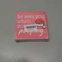 He Sees You When You're Pooping Sign, Funny Christmas Decorations, Bathroom Christmas Decor, ChristmasSign, ChristmasWood Sign for Guest Room Bathroom Toilet, 5x5 Inch Pink)