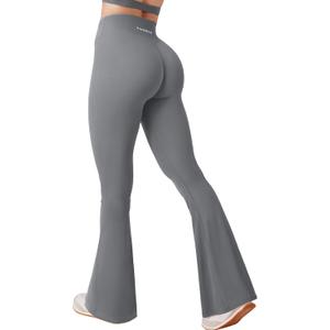 YEOREO Women's Baverly Workout Flare Leggings (Large, Dark Gray)