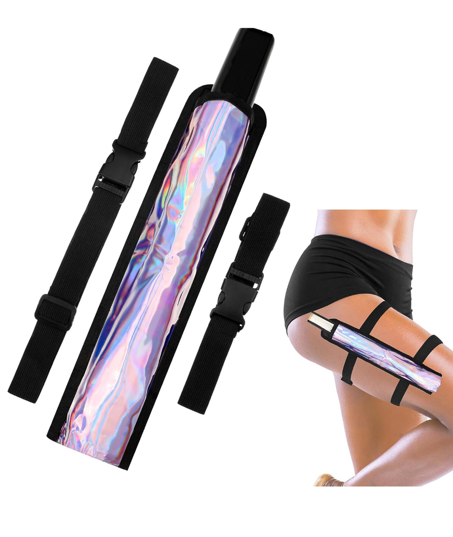 Summer Rave Fan Holster Rave Fan Holder Folding Hand Pouch Foldable Sleeves with Waist Belt for Thigh Party Bright Style