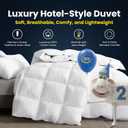 Serta Goose Feathers Down Fiber Comforter Twin Size Duvet Insert,100% Cotton,Hotel Luxury Hypoallergenic Comforter 43oz All Season Medium Warmth 68 x 90 in White