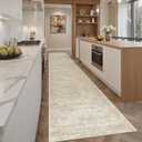 Soalmost Runner Rug 26"x120" Washable Non-Slip Runner Rugs for Kitchen Bathroom Laundry Room Beige Vintage Floor Carpet Runners for Hallway Entryway