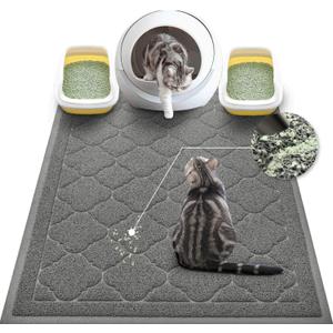 WePet Cat Litter Box Mat, Kitty Premium PVC Pad, Durable Trapping Rug, Phthalate Free, Urine-Resistant, Scatter Control, XXL 47 x 36 Inch, Grey