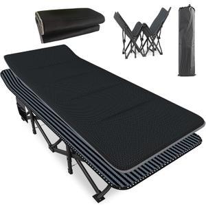 ATORPOK Oversized Camping Cot for Adults with Cushion Comfortable, Extra Wide 31.5'' Folding Bed for Sleeping, Lightweight Folding Bed with Carry Bag Supports 500 lbs
