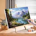 Landscape Paint by Numbers for Adults with Framed Canvas-with Wooden Easel,Scenery Paint by Number on Canvas,DIY Acrylic Oil Painting Kits with Brushes Nice Gift Box for Home Wall Decor(16x20inch)