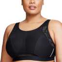 Glamorise Womens No-Sweat Mesh Sports Bra Wirefree #1068 (Black, 44F)