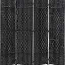 4 Panel Room Divider Folding Privacy Divider 6 Ft Indoor Wall Divider Portable Partition Wood Screen, Black