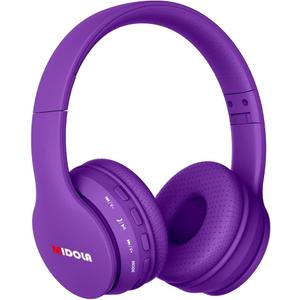 MIDOLA Kids Headphones Bluetooth 5.3 Wireless 60H Play Time Volume Limit 85/110dB Over Ear Foldable Protection Headset/Wired AUX Cord Mic for Child Boy Girl Travel School Phone Pad Tablet Purple
