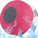 Waterproof Bluetooth Shower Speaker Portable Wireless Water-Resistant Speaker Suction Cup,Built-in Mic Gifts for Kids Speakerphone for iPhone Phone Tablet Bathroom Kitchen - Pink