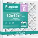 12x12x1 Air Filter MERV 8 (2 Pack) MPR 600 Pleated AC Furnace Filters Replacement (Exact Dimensions: 11.81"L x 11.81"W x 0.79"Th) Compatible with Air Conditioner AC HVAC Furnace