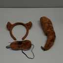 Plush Brown Beaver Costume Accessories Set with Furry Ears Headband, Nose with Whiskers, Tail Clip, 3 Piece Animal Dress Up Kit