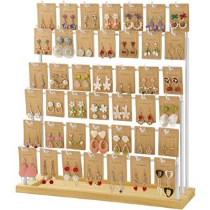 Earring Display for Vendors,6 Tiers 42 Hooks Jewelry Rack Display Holder Stand, Earring Organizer Holder for Necklaces Rings Bracelets Keychains,Jewelry Display for Selling with Earrings Cards-White
