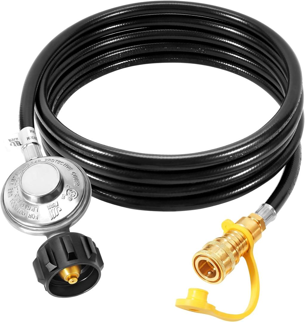 GasSaf 12ft Propane Regulator with Hose, Propane Hose for Indoor/Outdoor Heater -3/8 Quick Connect Disconnect
