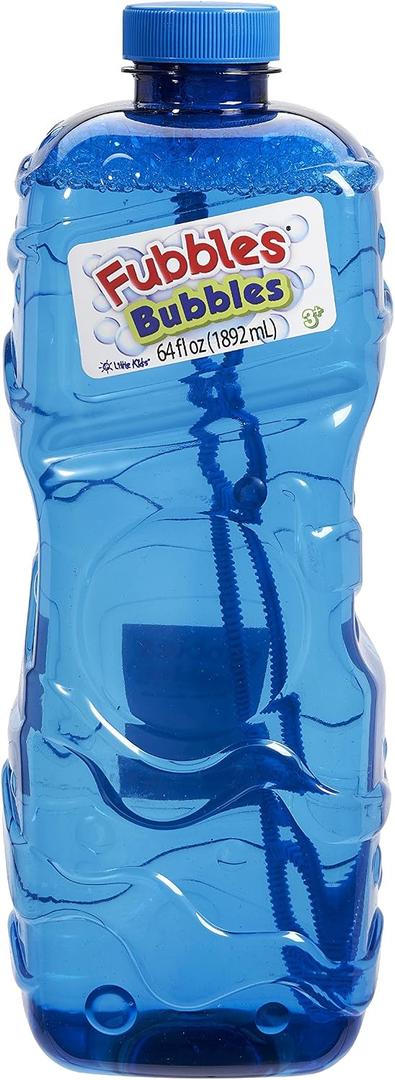 Little Kids Bubbles by Fubbles 64oz Non Toxic Bubble Solution | Refill Solution for Bubble Machines and Bubble Toys | Bubble Wand Included