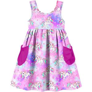 Vieille Little Girls Sleeveless Dress Cute Summer Sundress with Pocket 2-7 Years (Purple)