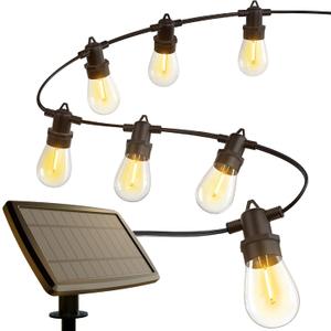 KYY 33(27+6) FT Solar String Lights Outdoor with Remote, Waterproof and Shatterproof Solar Patio with LED Vintage Plastic Edison Bulbs, Heavy-Duty and UL Listed Porch Market Lights (Black)