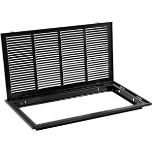 HVAC Premium 24" X 16" Steel Return Air Filter Grille for 1" Filter - Removable Face/Door - HVAC Duct Cover - Flat Stamped Face - Black [Outer Dimensions: 26 5/8" X 18 5/8"]