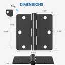 HOSOM 18 Pack Matte Black Door Hinge 3.5 x 3.5 inch with 1/4 Radius, 3 1/2 Black Interior Door Hinges, 3 "x 3 " Hardware, Fit Standard Door