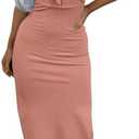 KIFOVEN Women's Tie Knot Cut Out Split Spaghetti Strap Sleeveless Knit Bodycon Midi Dress (Dusty Pink, Small)