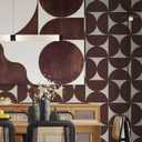 Dimoon Wallpaper 236"x17.3"Peel and Stick Geometric Contact Paper Vintage Dark Red Beige Wall Paper Removable Square Waterproof Self Adhesive Wall Covering for Bedroom Shelf Liner Decal Vinyl Roll