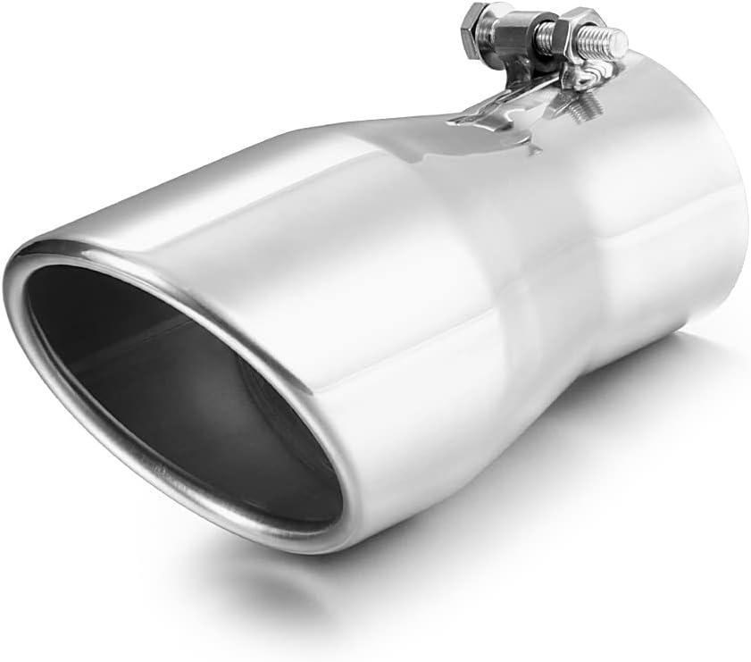 A-KARCK Exhaust Tip 2.5" Inlet to 3.5" Outlet, 7" Overall Length Polishing Bolt On Exhaust Tailpipe Tip Protect Tailpipe
