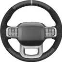 MEWANT Steering Wheel Cover for Ford F-150 F150/ F-150 (Lightning) / F-350 F350 / F-450 F450 / Expedition Hand-Stitched Steering Wheel Wrap (Genuine leather & hive suede + grey)
