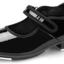 Stelle Tap Shoes for Girls Toddler PU Velcro Tap Dance Shoes for Toddler/ Little Kids/ Big Kids(Black, 9MT)