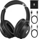 Active Noise Cancelling Headphones, Wireless Over-Ear Bluetooth Headphones ANC, Hi-Res Audio, 60H Playtime, Deep Bass, 3.5MM Cable, Memory Foam Ear Cups for Work/Travel/Home/Office