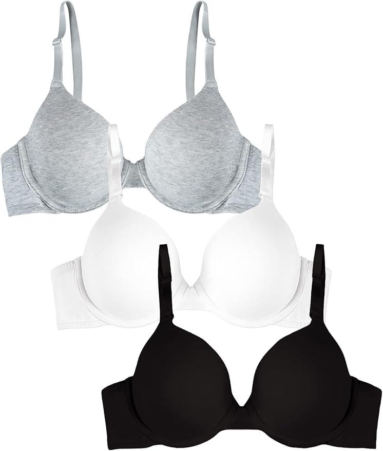 Fruit of the Loom Women's Smooth Cotton T-Shirt Bra Pack - Ultra-Soft, Flexible, and Invisible Under Tees 36D