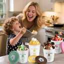 cyrico Ice Cream Containers with Silicone Lids for Homemade Ice Cream, 4 Pack 1 Quart Each Reusable Sorbet Frozen Yogurt Storage Containers Set BPA Free Stackable Leakproof Dishwasher Freezer Safe