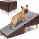 Dog Stairs 2-in-1 Dog Ramp Ottoman 16.5" H Pet Stairs for Small, Medium, Seniors Dogs & Old Cats Foldable Pet Steps for Bed and Couch Sofa Non-Slip 300lb Capacity