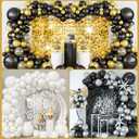 24 Pcs Gold Shimmer Wall Backdrop - 4x6 FT Gold Sequin Wall for Graduation, Anniversary & Engagement Decor