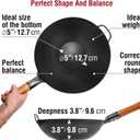 YOSUKATA 13.5" Carbon Steel Wok Pan – Pre-Seasoned Flat Bottom Pow Wok for Stir Fry, BBQ, Grill & Camping – Traditional Japanese Chinese Cookware – Compatible with Induction, Electric, Gas, Open Fire
