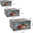 Jolitac Wood Storage Box Set of 3, Vintage Decorative Nesting Boxes Wooden Treasure Storage Crates With Latch, Home Decor Rustic Antique Boxes With Lid for Photos, Jewelry, Cash (Bloom)