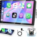 [Upgrade] 9 Inch Single Din Car Stereo Touchscreen Radio with Apple Carplay, Bluetooth, Android Auto, MirrorLink, Podofo Car Radio with FM/USB/SD/AUX/Subwoofer Ports, Fast Charging, Backup Camera