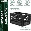 JEZERO 24 Quart Heavy Duty Plastic Crate | Stackable Multi-Purpose Storage Bin for Garage, Home, Office, Groceries, Outdoor, Camping & Kayaking | Black Utility Tote, 19" x 13" x 11"