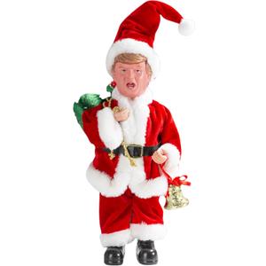 Father Santa Donald Christmas Figurine 45cm (Red)  Funny Holiday Character Ornament  Novelty Christmas Decoration for Home, Party & Garden