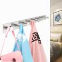 Coat Rack Wall Mounted, White Coat Hooks Screw in, Stainless Steel Door Hooks for Hanging Hat Towels Clothes, Hook Rail with 8 Round Hangers (Silver, 8 Hooks)