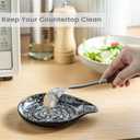 LAUCHUH Spoon Rest for Stove Top, 5 inch Cooking Spoon Holder for Kitchen Countertop Large Ladle Holder for Spatula, Spoons or Tong, Farmhouse Halloween Decor, Starry Black