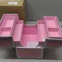 Frenessa Makeup Case Makeup Box Cosmetic Organizer Case Portable Make Up Artist Travel Case Storage Box 4 Trays with Dividers Lockable Hard Train Case Nail Tech Supply Storage Mermaid Pink