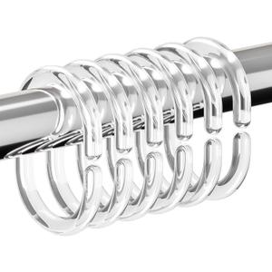 Resze 24 PCS Shower Curtain Rings, Plastic Clear Shower Curtain Hooks, C-Shaped Rings Hook Hanger Bathroom Shower Window Rod