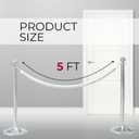4PCS White Velvet Rope 5FT – Soft Velvet Ropes with Silver Snap Ends Stanchion Set for VIP Rope Barrier Event Crowd Control
